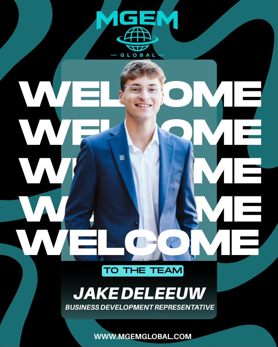 MGEM welcome card for Jake DeLeeuw, Business Development Representative