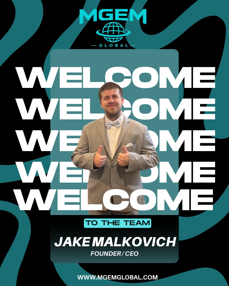 MGEM welcome card for Jake Malkovich, Founder and CEO