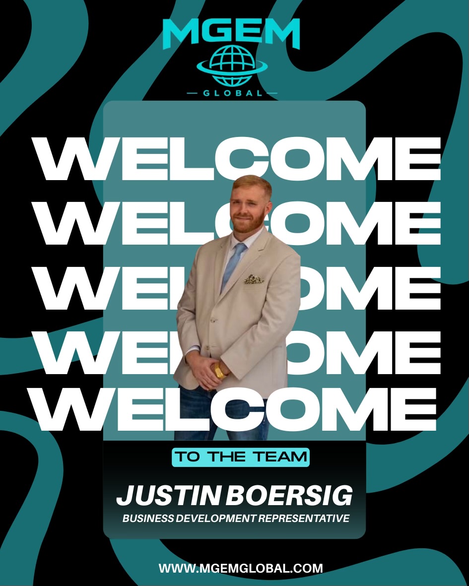 MGEM welcome card for Justin Boersig, Business Development Representative