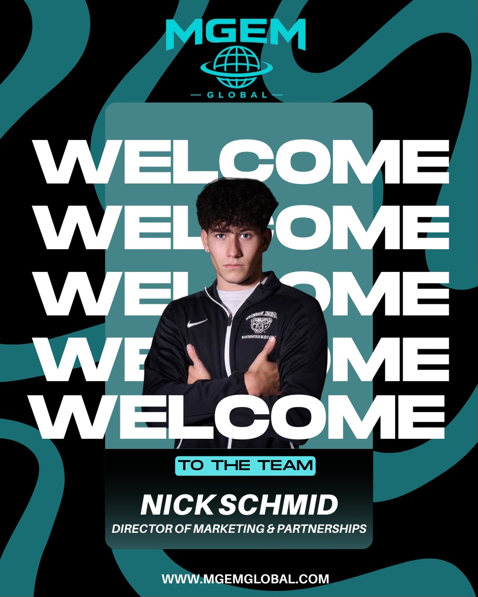 MGEM welcome card for Nick Schmid, Director of Marketing & Partnerships