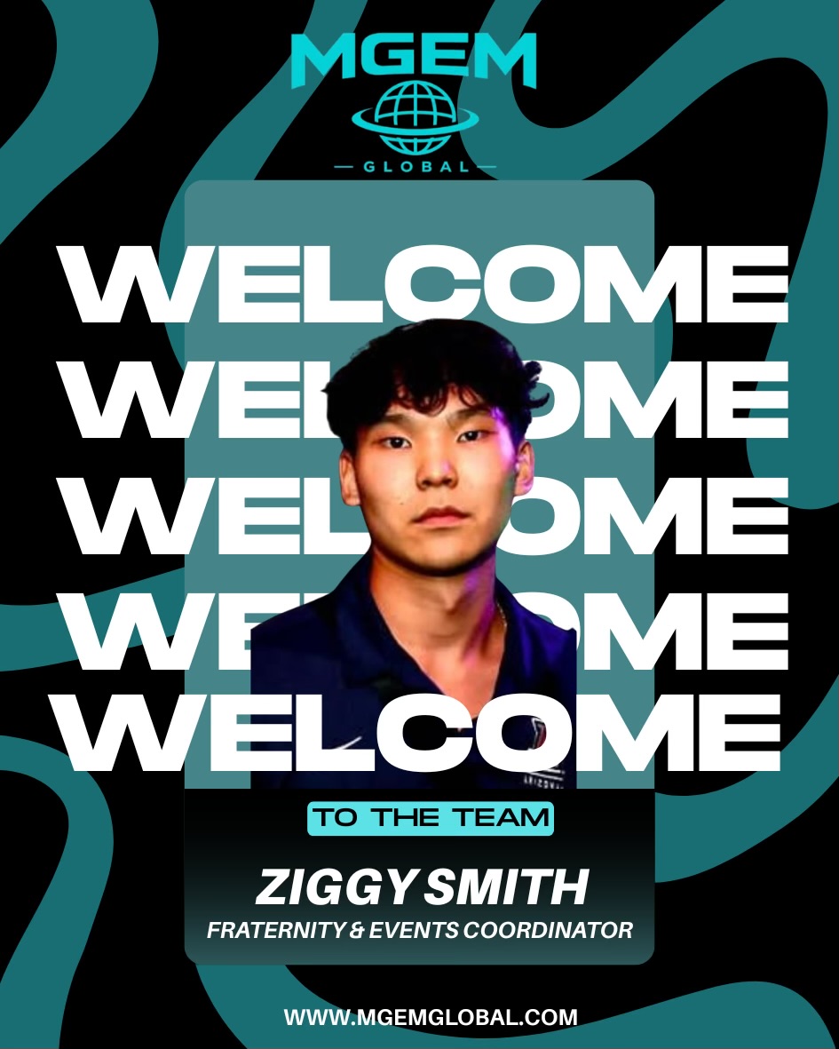 MGEM welcome card for Ziggy Smith, Fraternity & Events Coordinator