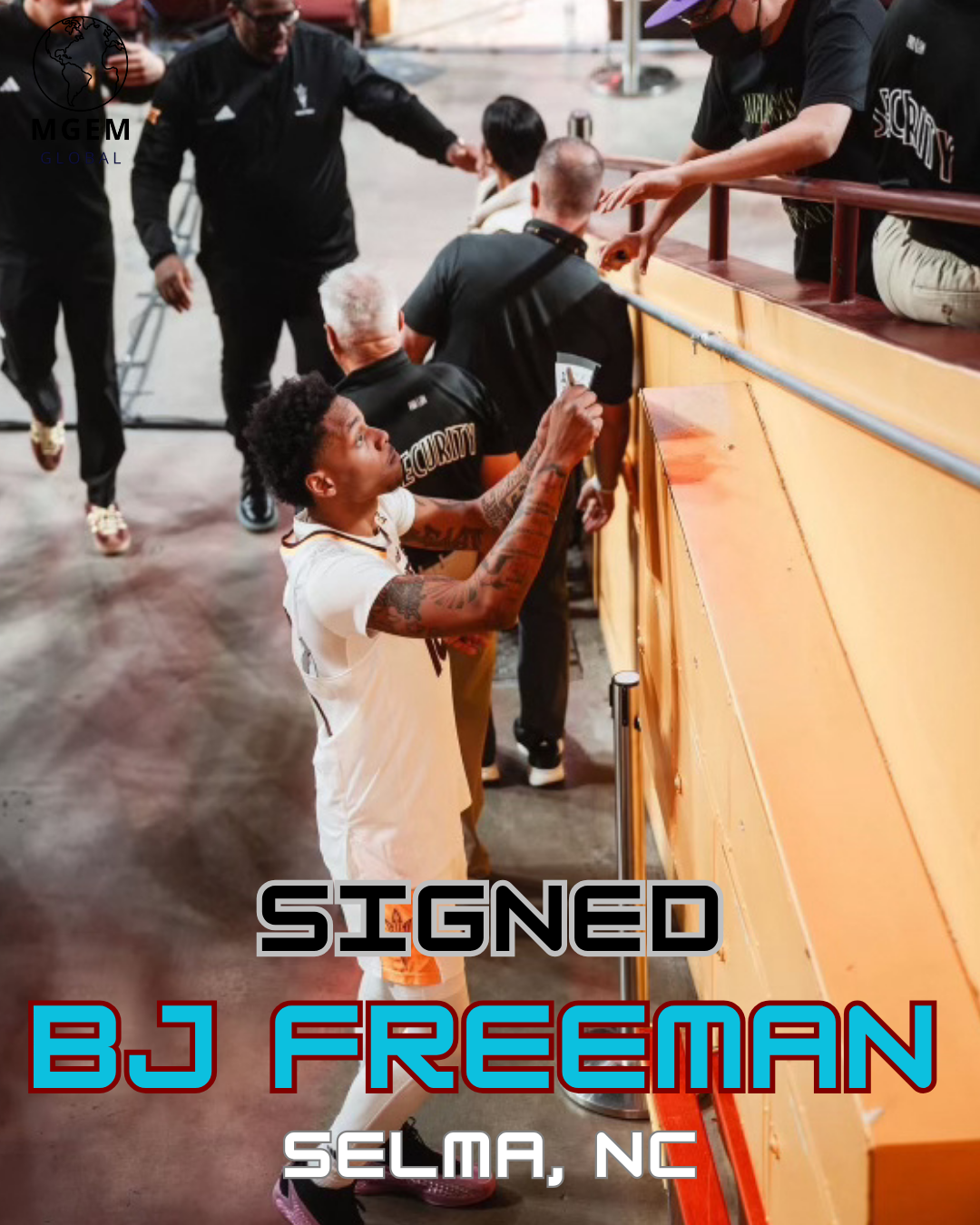 Promotional MGEM talent graphic for BJ Freeman in Selma, North Carolina